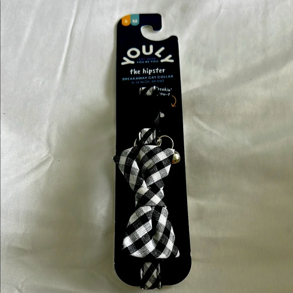 Youly the hipster Black Gingham Bowtie Breakaway Cat Collar (S/M)